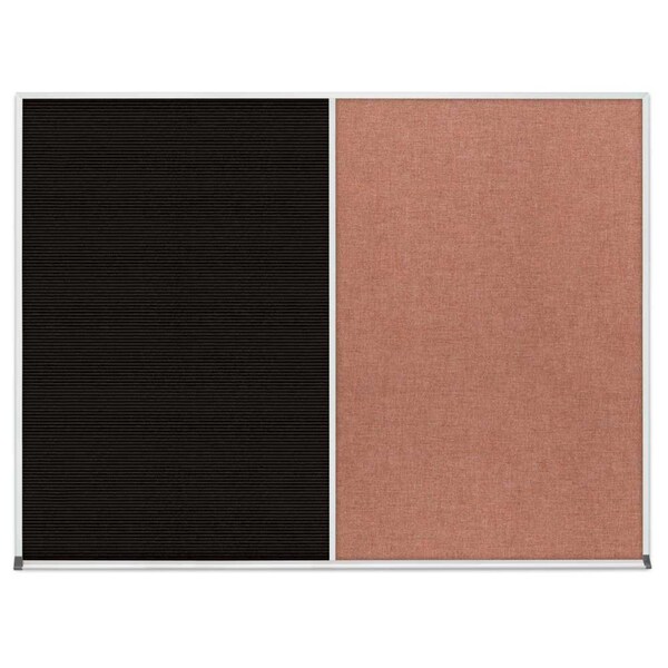 Triple Door Radius Corkboard, 72"x36", Bla, UV7005RC-BLACK-MEDGRY
